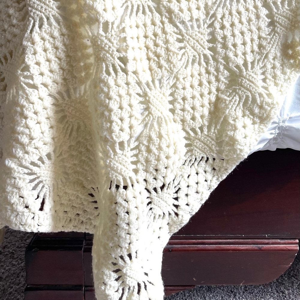 Vintage Handmade Crochet Boho Throw